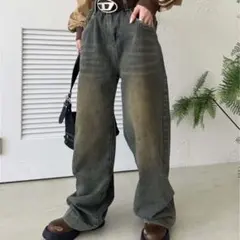 ヴィンテージライクウォッシングワイドデニム