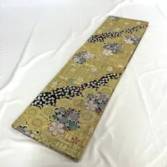 袋帯【正絹 西陣織】 ★振袖.成人式. 着付け☆桜　金色系★中古