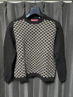 supreme チェックウールニット　サイズL