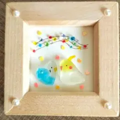 シーグラスアート 鳥　オカメインコ　セキセイインコ　シーグラスアート　インコ