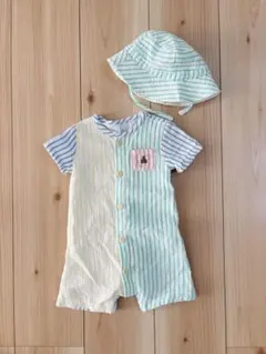 BabyGAP ストライプロンパース＆帽子SET 3-6M