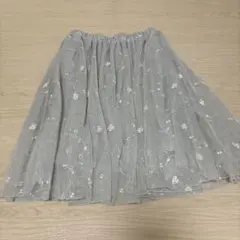 花柄刺繍 グレー フレアスカート Mサイズ