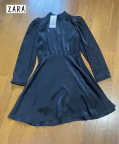 ZARA ザラ　ワンピース長袖プチタートルネックM 黒　2way(新品タグ付き)