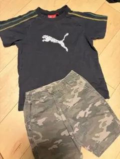 Puma Tシャツとユニクロ迷彩ショートパンツ　セット 130cm