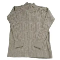 ★タートルネック 【フリー】 セーター ニット ケーブル編み ベージュ