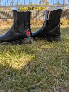 黒いジッパーブーツ 21.0