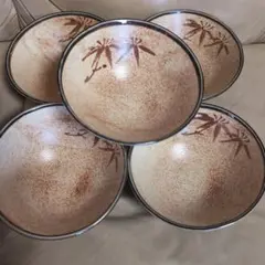 竹模様 陶器丼 5個セット 未使用