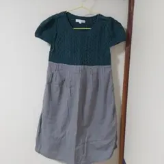 A can B 半袖ワンピース 10号 グリーン・グレー