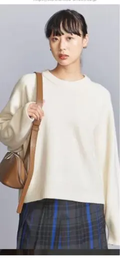 BEAUTY & YOUTH ウールカシミヤアクアラグランクルーネックニット