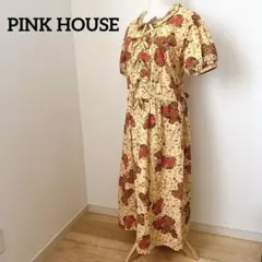 PINK HOUSE　テディベア　ベリー柄　ロングワンピース　ピンタック　リボン