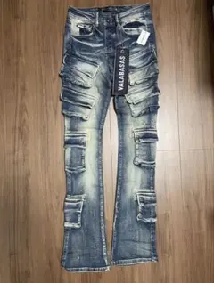 VALABASAS バラバサス ブルーウォッシュダメージリペアスキニーフレア