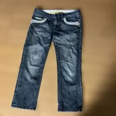 ストレートジーンズ ダークブルー ジッパーポケット付き