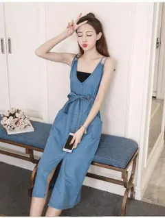 ワンピース 体型カバー ジャンパースカート サロペット