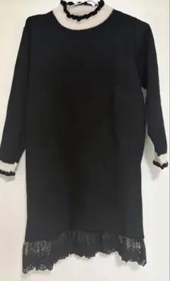 ニットワンピース　黒　レース