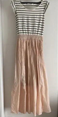 シュープリームララ　ドッキング　ワンピース　マキシ　ロング　ボーダー　ピンク