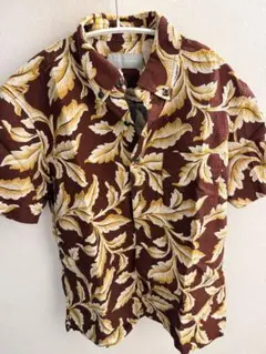 MEN'S MELROSE アロハシャツ ブラウン リーフ柄のサムネイル
