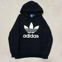 アディダスオリジナルス ロゴパーカー フーディー 裏起毛 ブラック Lサイズ