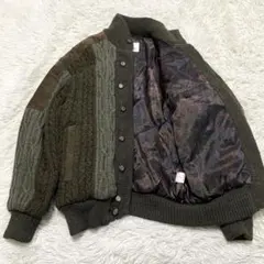 良品✨ニコルサンジル 短丈ニットジャケット ブルゾン レトロ ビンテージ レザー