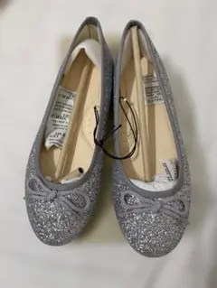 シルバー グリッター フラットシューズ 38