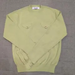 ライトグリーン ポケット付き カーディガン サイズF