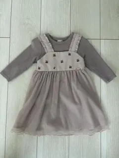 petit main フリル付きワンピース 80 さくらんぼ