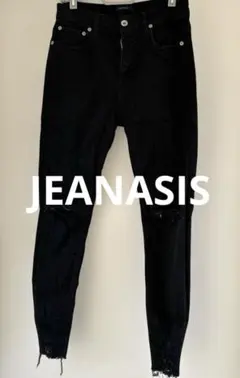 【JEANASIS】スキニーデニムパンツ ダメージ 黒 M