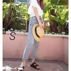 グレイル GRL デニムテーパードパンツ ジーンズ ライトブルー ハイウエスト