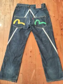 カラフル刺繍ダークブルーワークパンツ