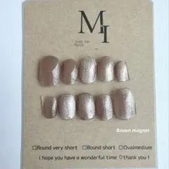 ブラウンマグネット　ネイルチップ　シンプルネイルチップ