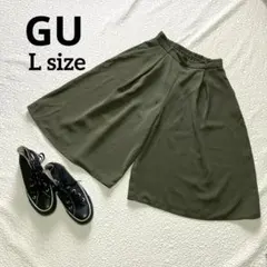 GU イージードレープガウチョパンツ オリーブ 丈短め ゆったり カジュアル