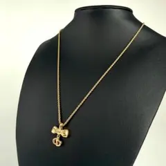 クリスチャン ディオール リボン ゴールド ネックレス ヴィンテージ