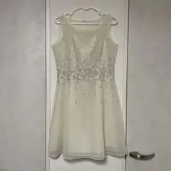 アイボリー 刺繍 Aライン ドレス