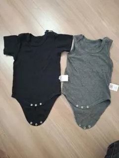ロンパース 2点セット 黒 グレー サイズ80