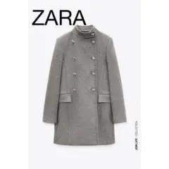 【美品】ZARA ナポレオン風ミリタリーウールハイネックコート S