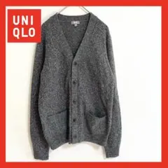 【美品】　UNIQLO プレミアムラムVネックカーディガン　グレー　S 灰色