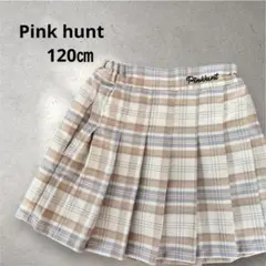 Pinkhunt ベージュ系チェック柄 プリーツスカート 120㎝