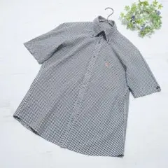 【美品】バーバリーブラックレーベル ギンガムチェック ロゴ刺繍 半袖 シャツ M