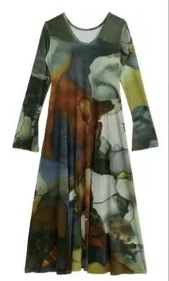 Ameri 2WAY RUST INK ART VELOUR DRESS