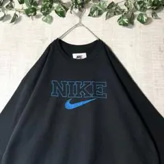USA製 90s NIKE ナイキ スウェット トレーナー 黒 刺繍 XL相当
