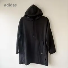 【11】中古adidas PRSVE フード付きチュニック レディース 黒 Mのサムネイル