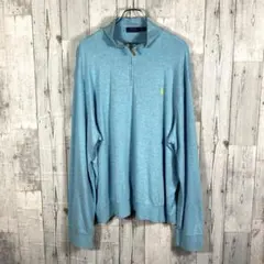 POLO RalphLaurenジップアップポロシャツ ライトブルー