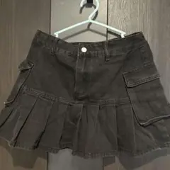 ブラック デニムスカート サイドポケット付き
