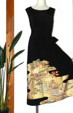 留袖　ジャンパースカート　ワンピース　手書き友禅染　正絹　483　夢ちりめん