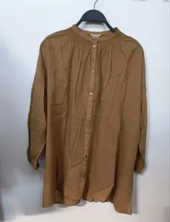 【美品】Samansa Mos2　ブラウン長袖ボタン付きシャツ