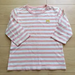 ピンク×白 ボーダーシャツ 七分袖 120cm