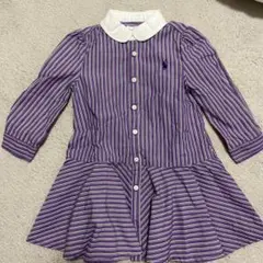 ラルフ・ローレン 襟付きストライプワンピース