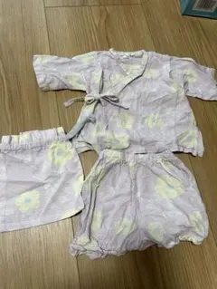 薄紫色 花柄 甚平 3点セット