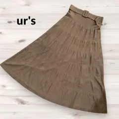 【ur's】同素材ベルト付き ニット フレア ロング スカートのサムネイル