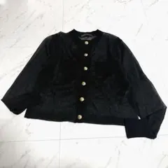 完売品✨️ノーブル シアークルーショートカーディガン 黒