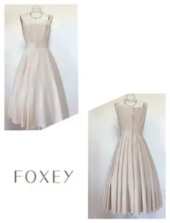 ☆FOXEYフォクシーシルクウールドレスアルドワーズリボンワンピース40